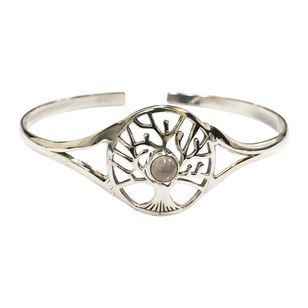Silver-Plated Adjustable Tree of Life Cuff Bangle
