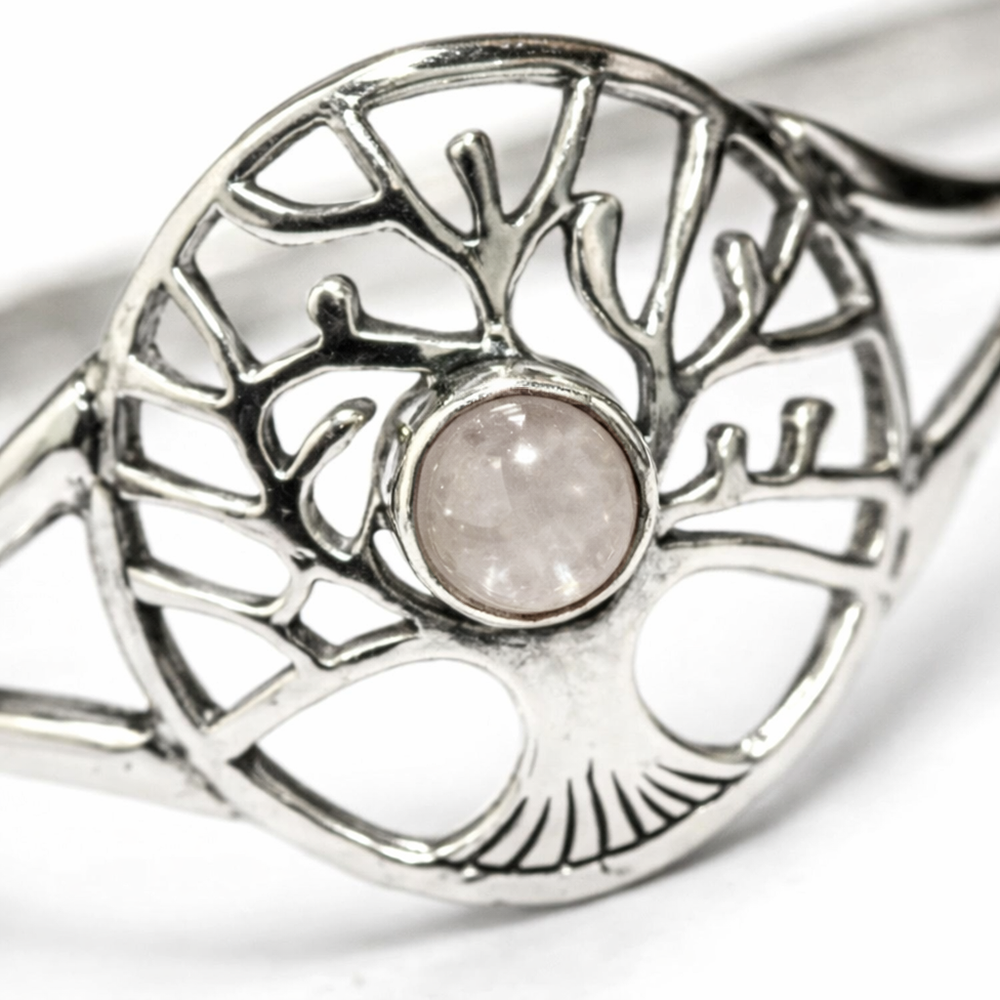Silver-Plated Adjustable Tree of Life Cuff Bangle