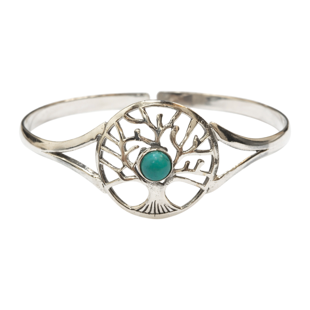 Silver-Plated Adjustable Tree of Life Cuff Bangle