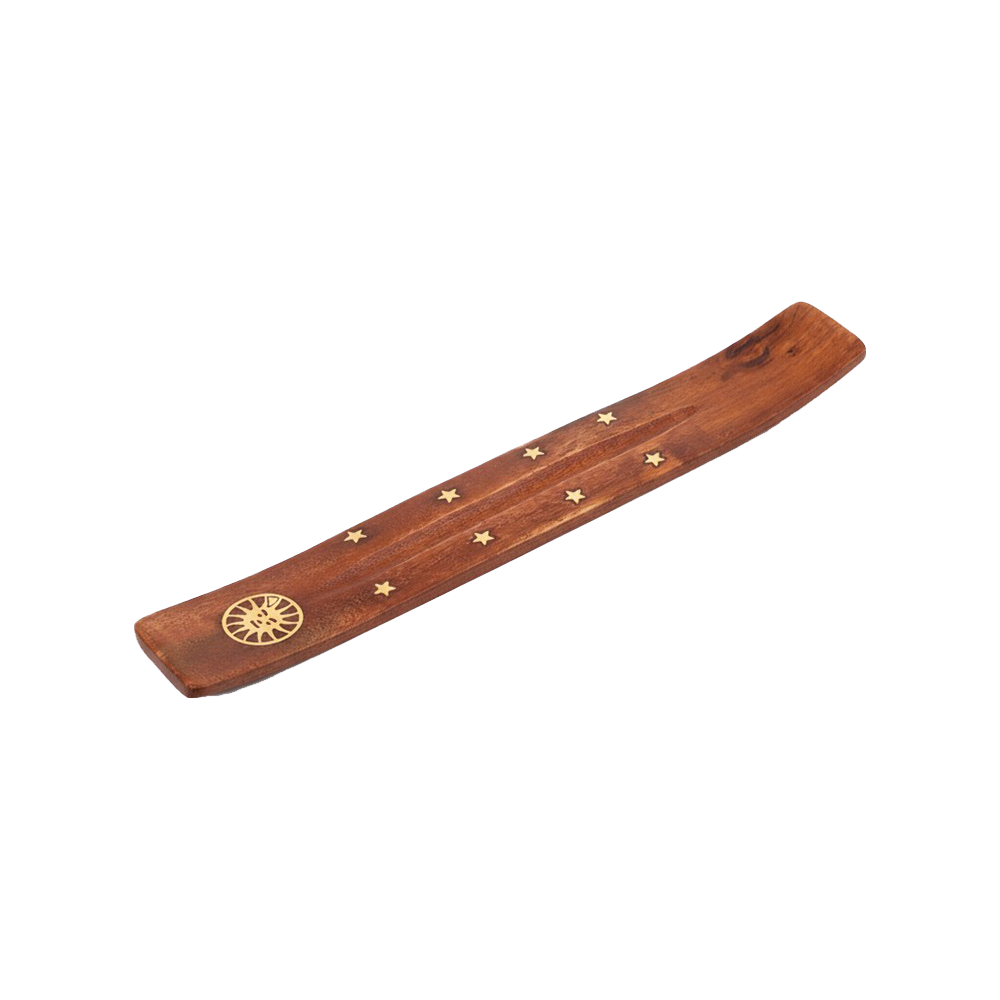 Wooden Incense Holder with Assorted Golden Designs, 25cm
