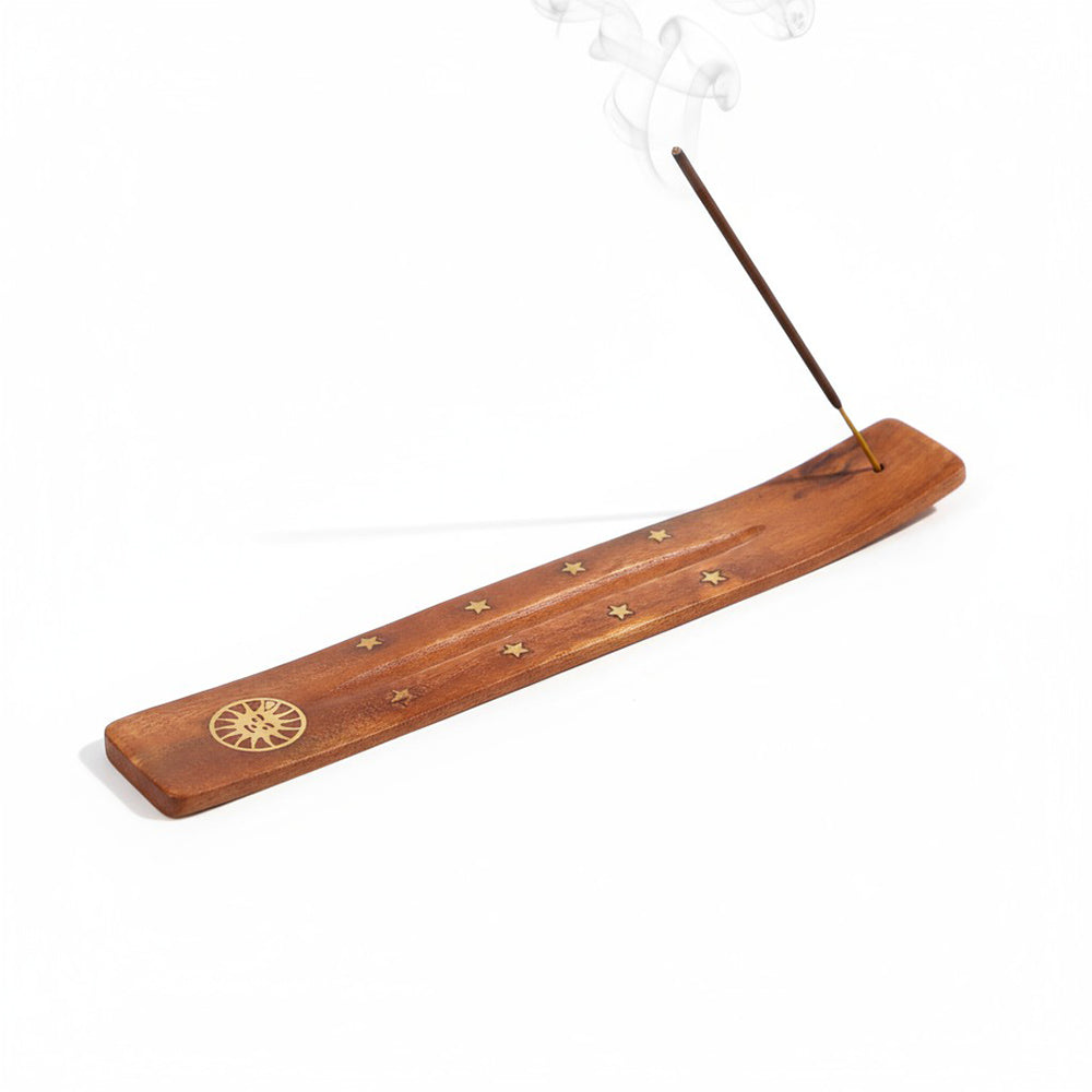Wooden Incense Holder with Assorted Golden Designs, 25cm