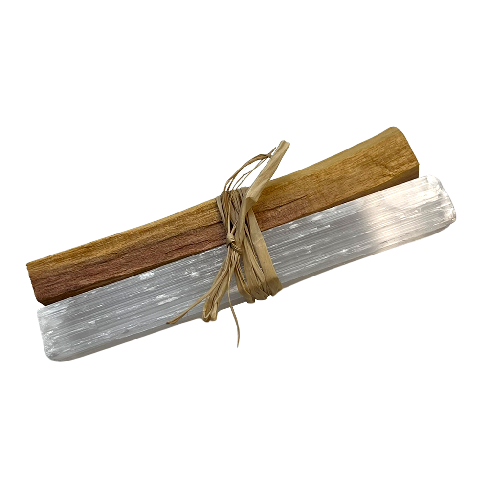 Mini Smudge Cluster, Palo Santo with Selenite 4"