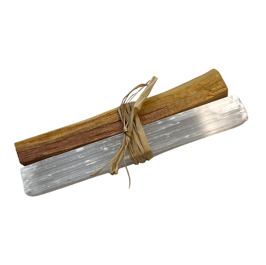 Mini Smudge Cluster, Palo Santo with Selenite 4"