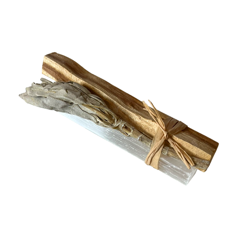 Mini Smudge Cluster, White Sage with Palo Santo and Selenite 4"