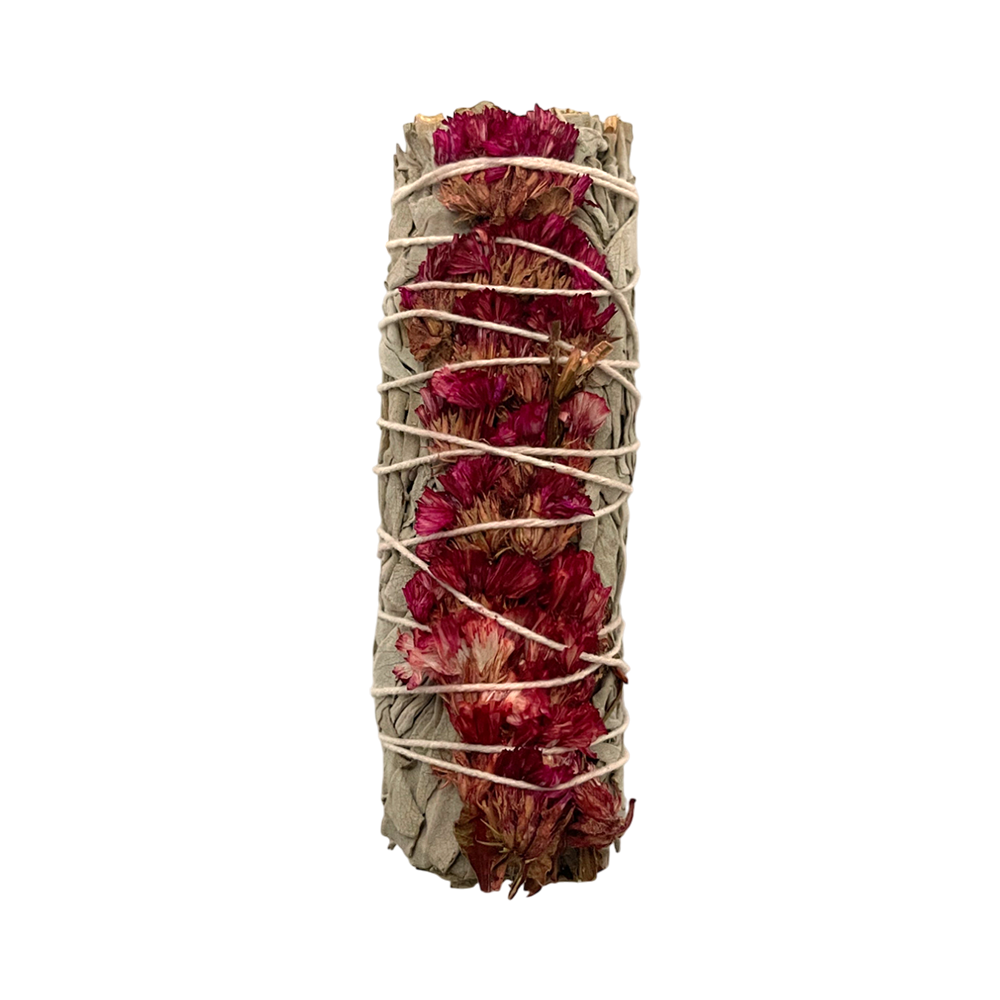 Smudge Stick, White Sage and Pink Sinuata 4"