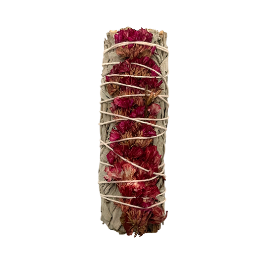 Smudge Stick, White Sage and Pink Sinuata 4"