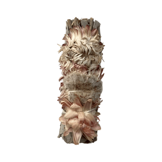 Smudge Stick, White Sage and Pink Sunflower 4"