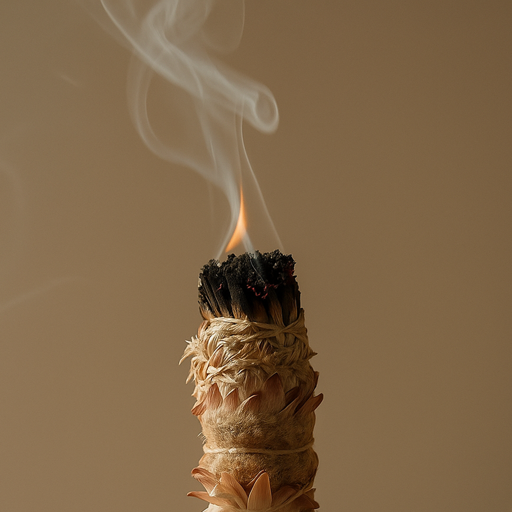 Smudge Stick, White Sage and Pink Sunflower 4"