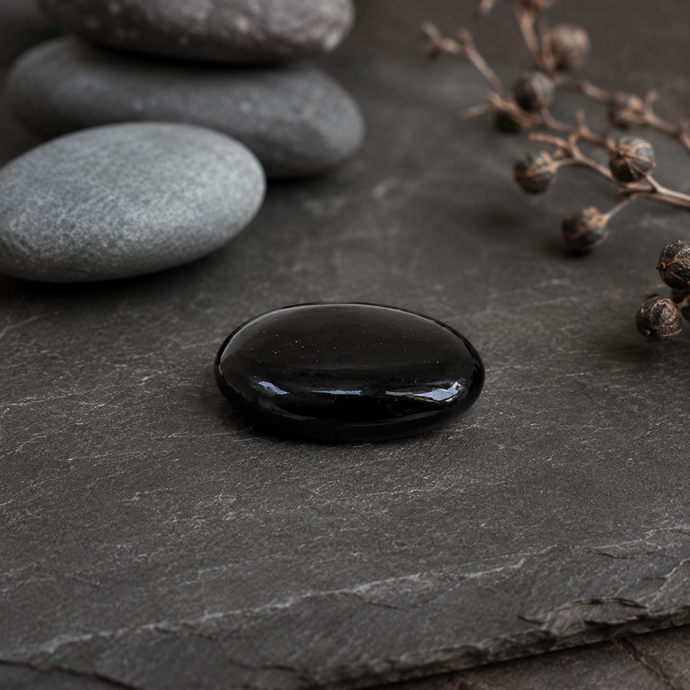 Worry Thumb Stone, Black Agate