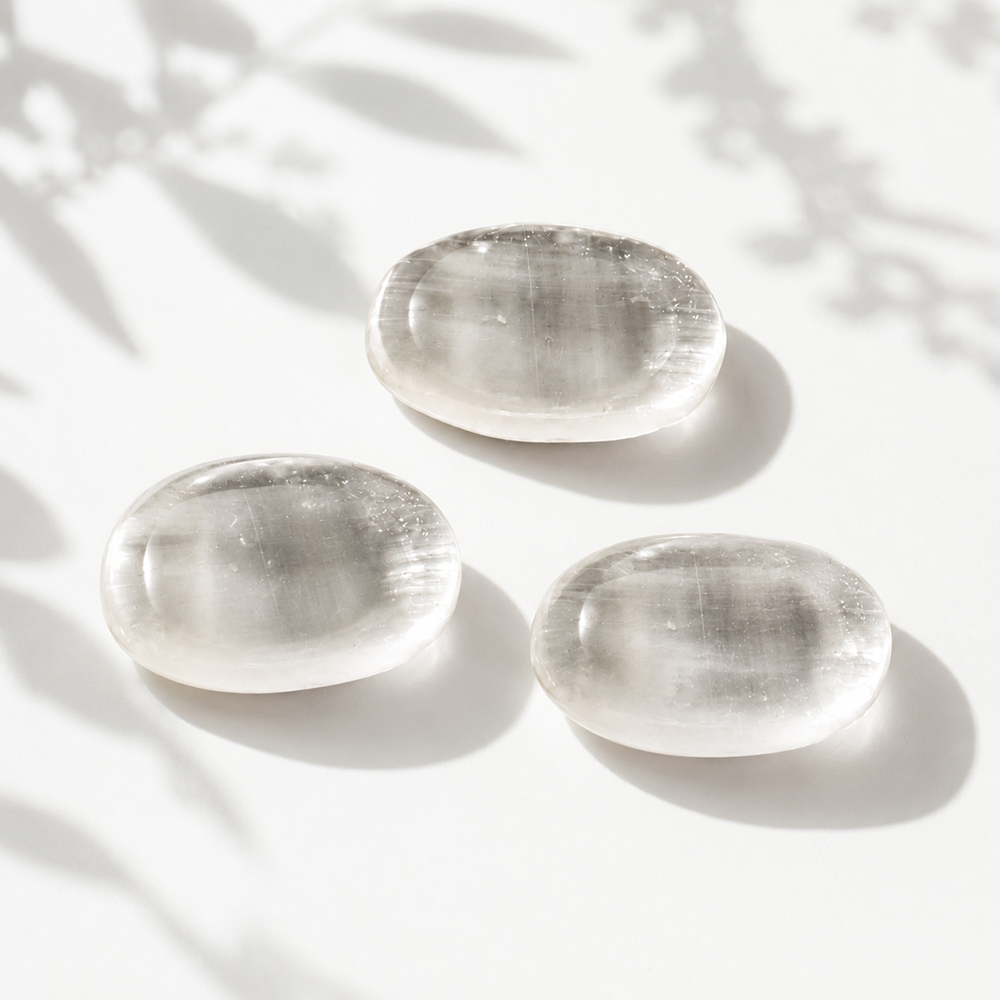 Worry Thumb Stone, Clear Quartz
