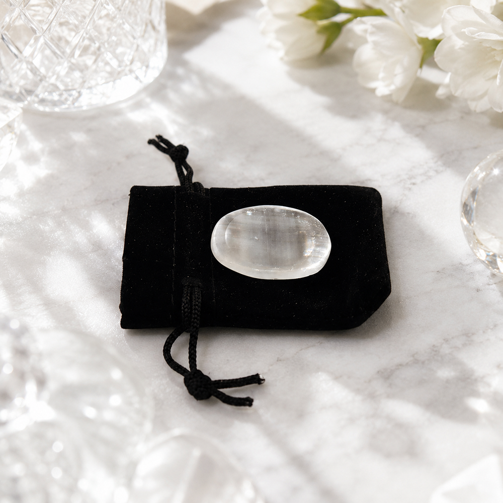 Worry Thumb Stone, Clear Quartz