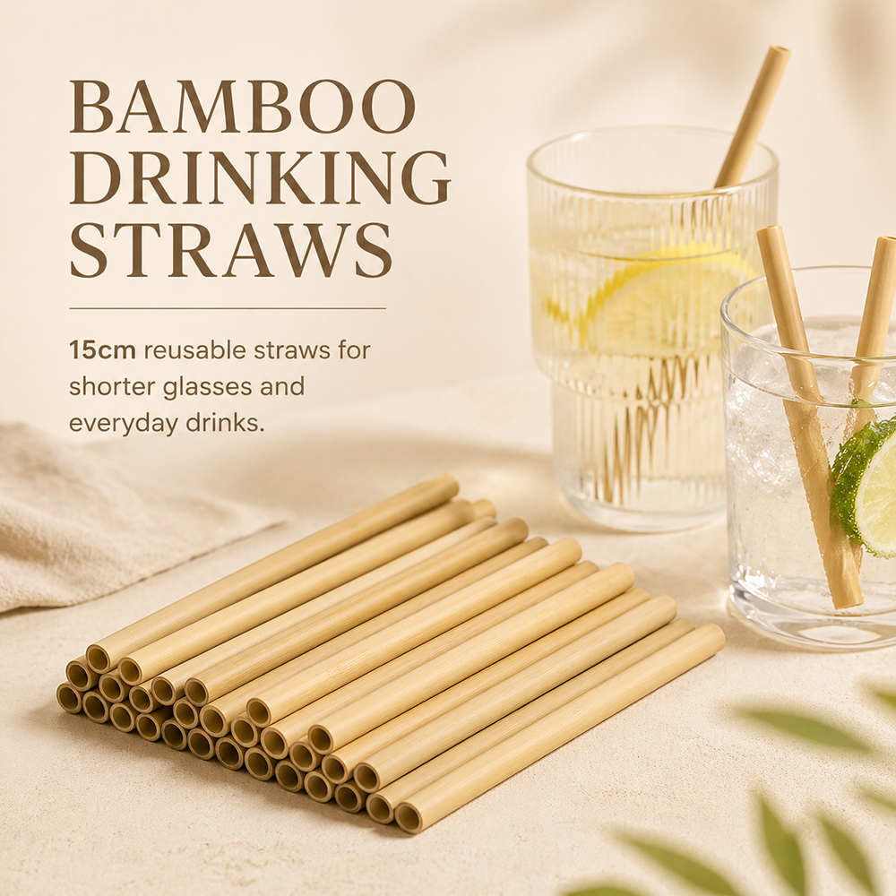 Bamboo Straws, 15cm, 50 pcs