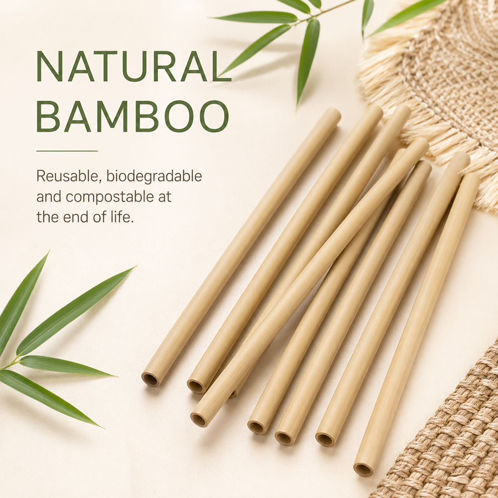 Bamboo Straws, 22cm, Singles