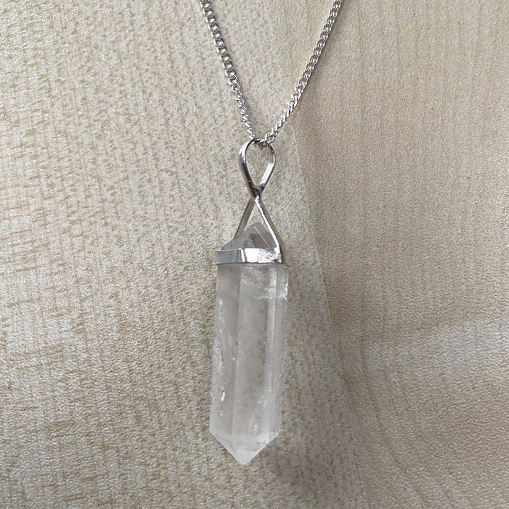 Double Point Pencil Pendant, Silver Chain