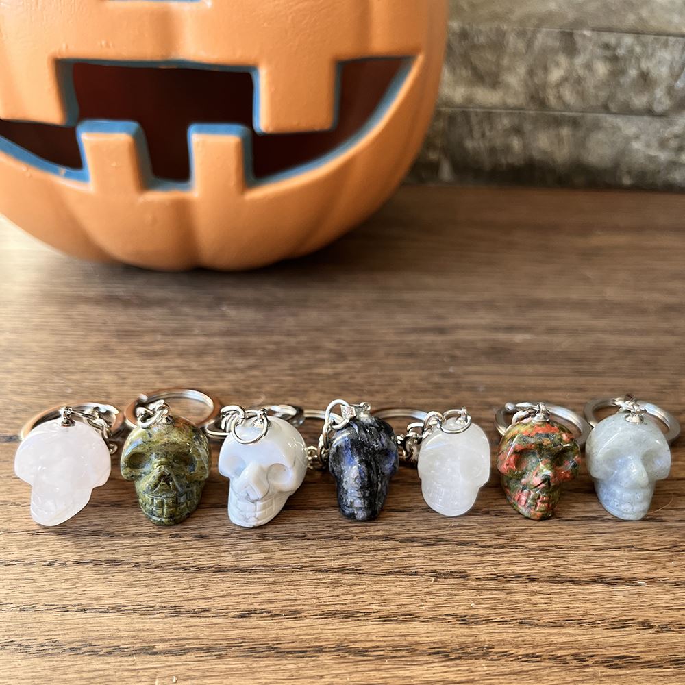 Crystal Skull Head Keychain, 2cm