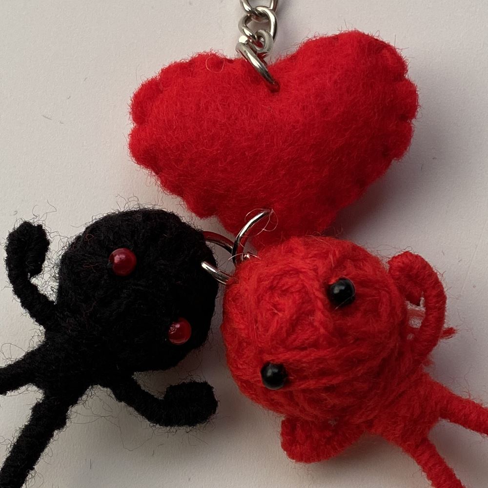 Voodoo String Doll Keychain, 7cm