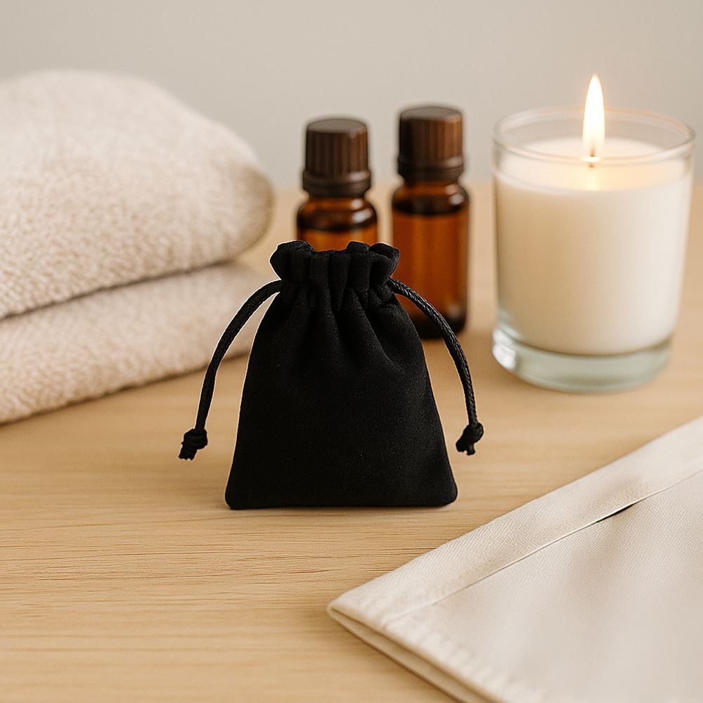 Velvet Pouches, Black, 15x10cm, Pack of 50