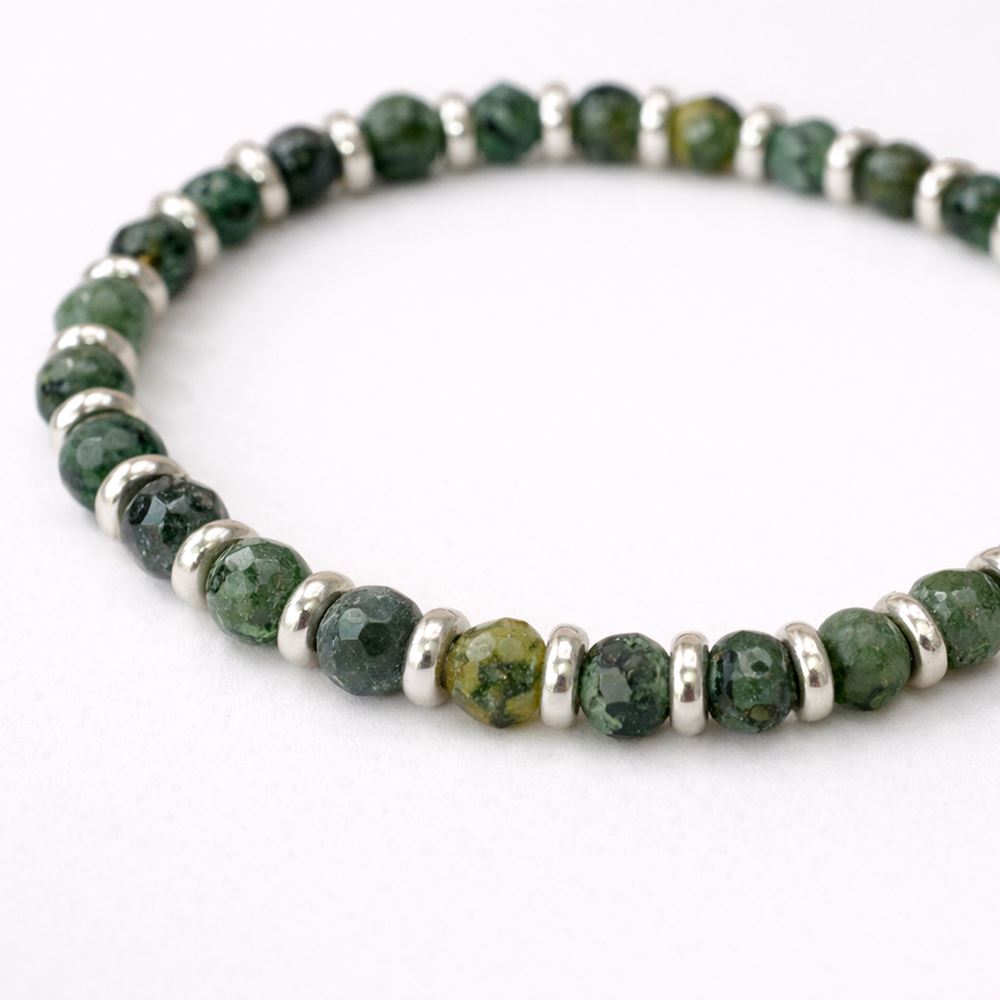 Silver Plated Stretch Bracelet with Gemstones (#19)