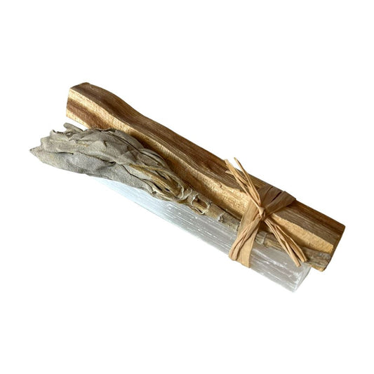 Mini Smudge Cluster, White Sage with Palo Santo and Selenite 4"