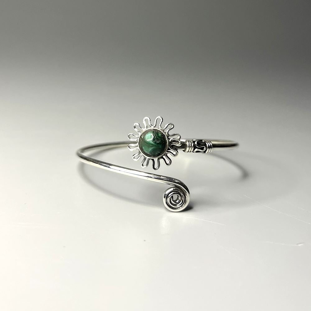 Silver Plated Adjustable Daisy Spiral Cuff Bangle