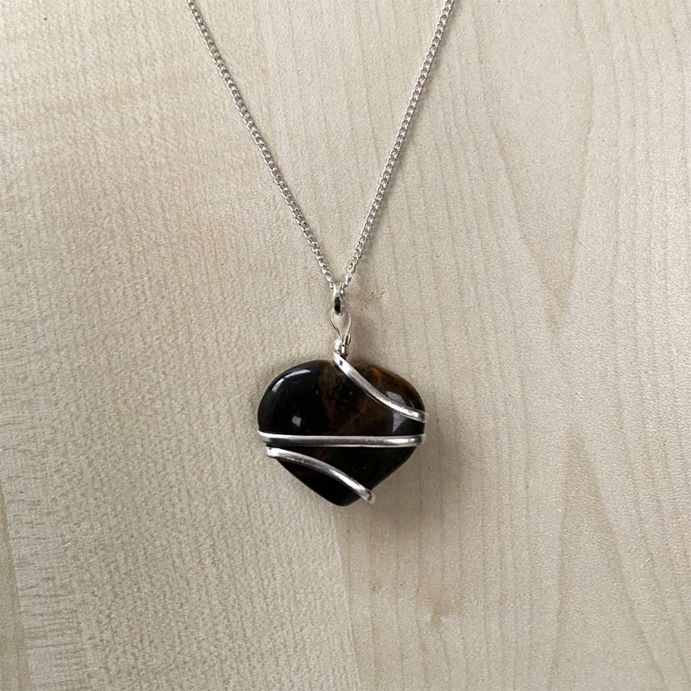 Crystal Heart Wire Wrap Pendant, 3cm