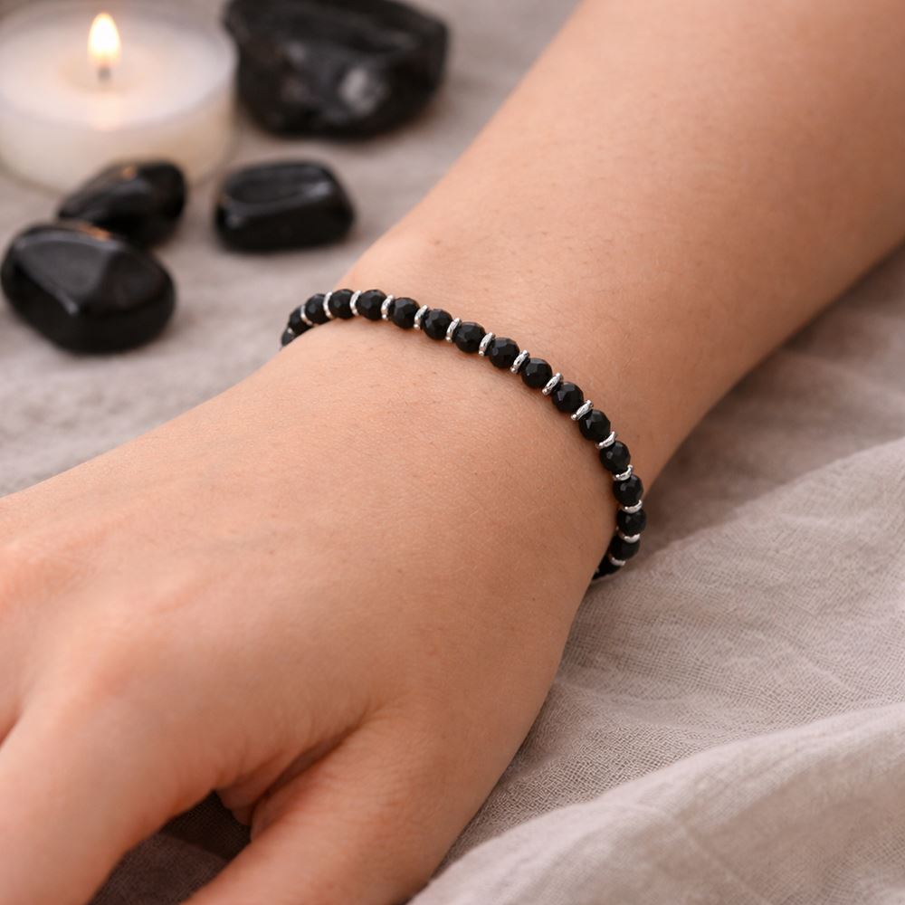 Silver Plated Stretch Bracelet with Gemstones (#19)