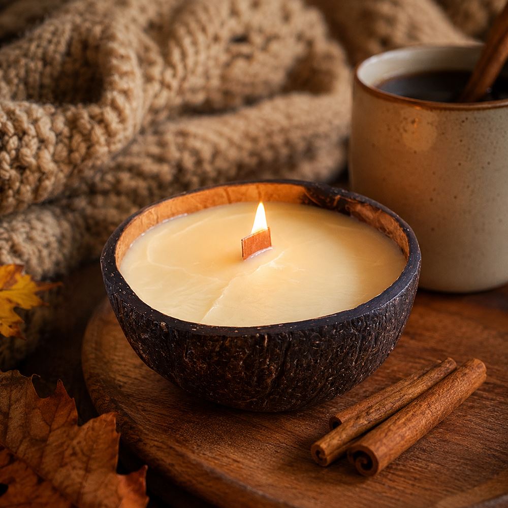 Coconut Shell Candle with Essential Oil