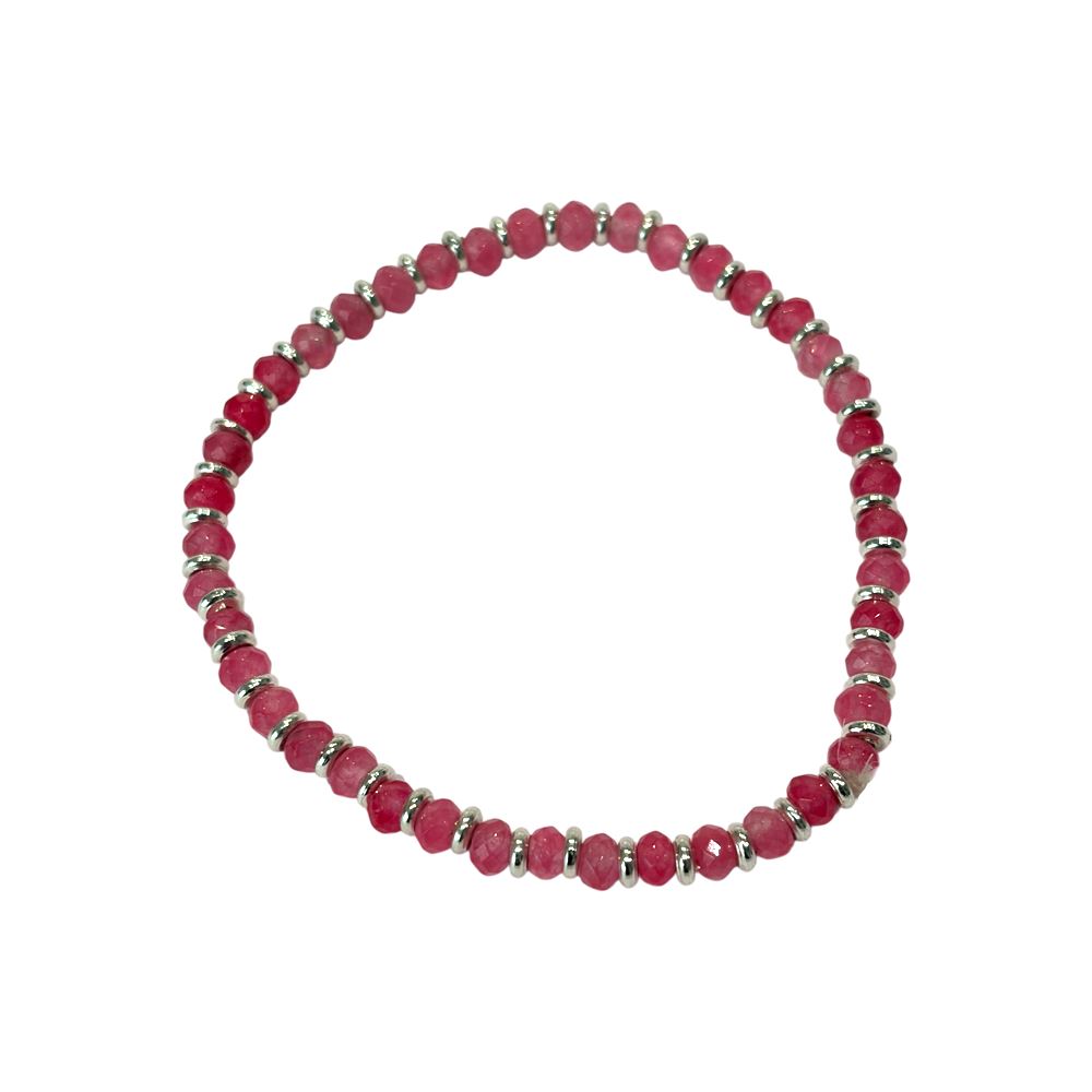 Silver Plated Stretch Bracelet with Gemstones (#19)
