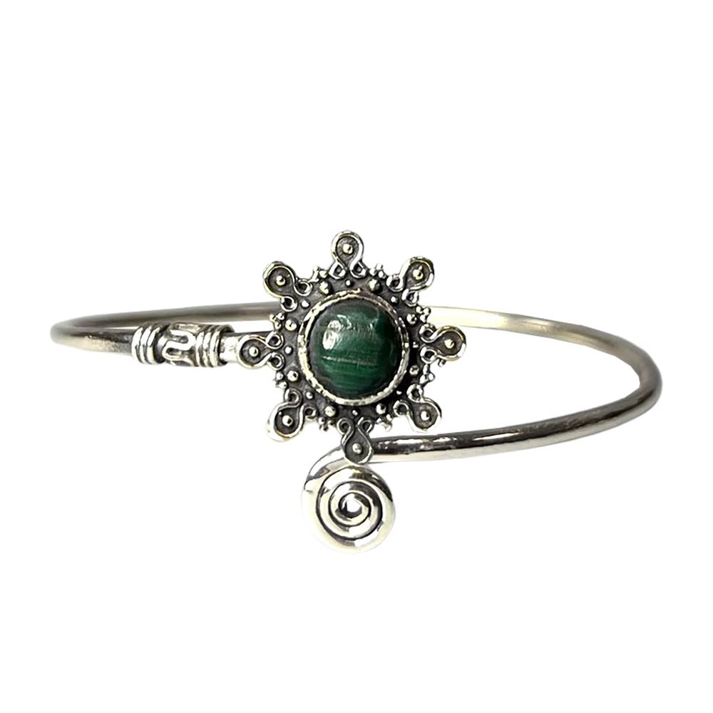 Silver Plated Adjustable Sunburst Spiral Cuff Bangle