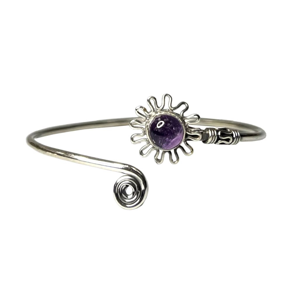Silver Plated Adjustable Daisy Spiral Cuff Bangle
