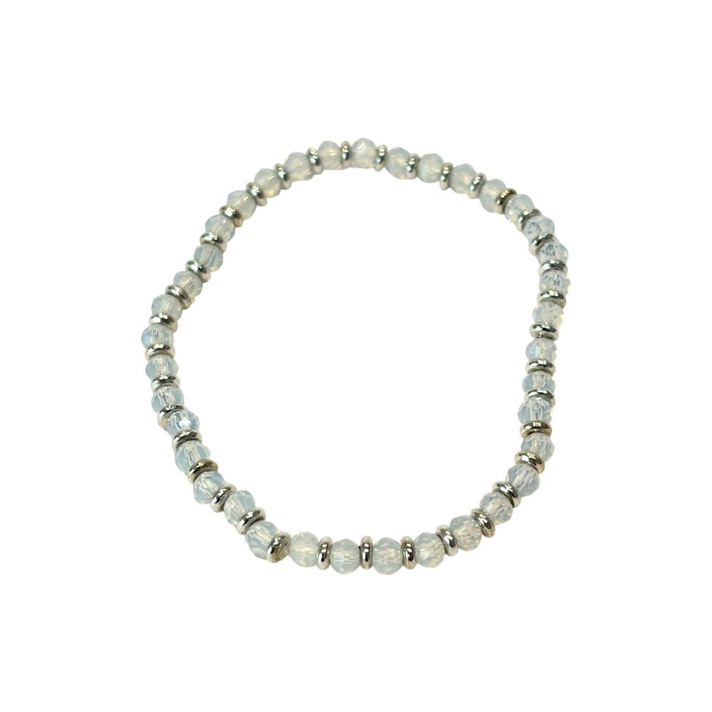 Silver Plated Stretch Bracelet with Gemstones (#19)