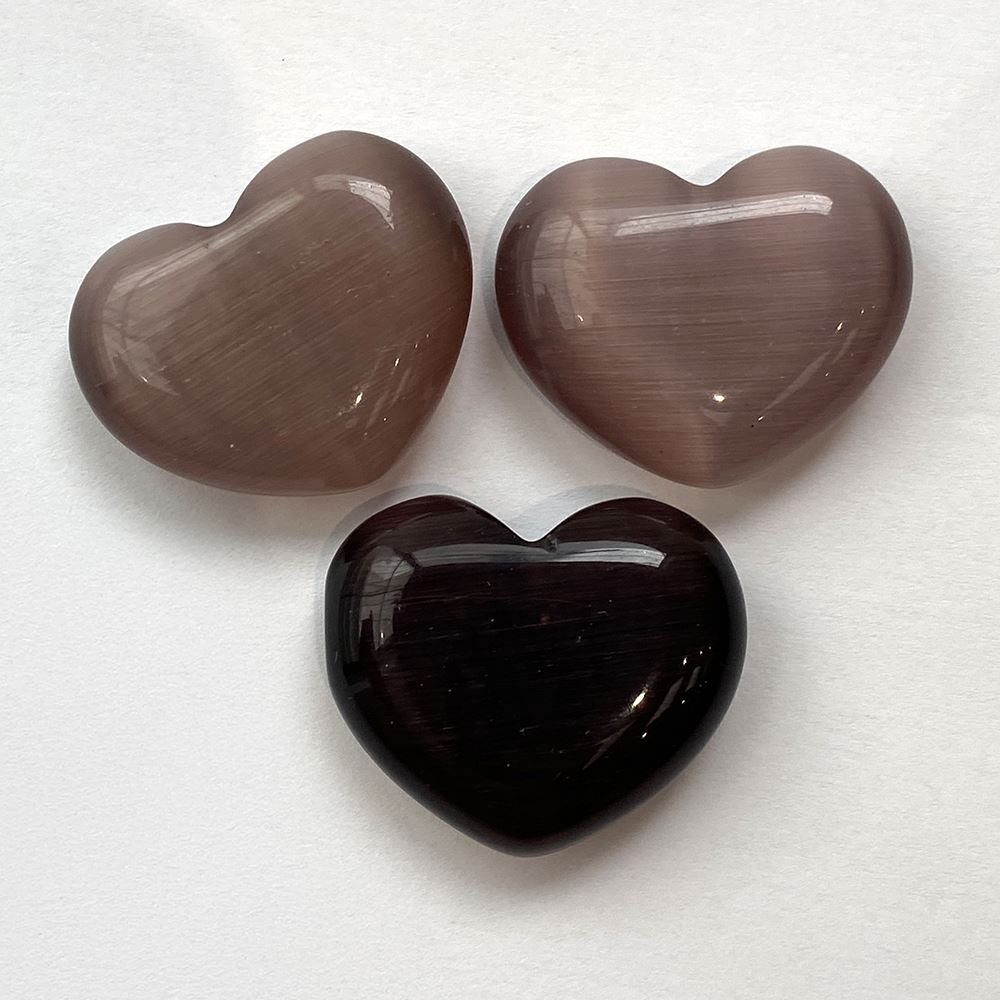 Cat’s Eye Glass Heart, 3x2.5x1cm
