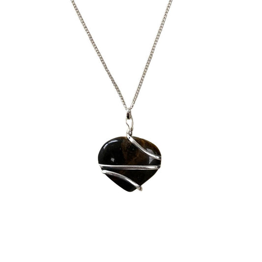 Crystal Heart Wire Wrap Pendant, 3cm
