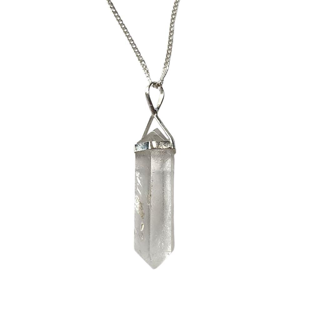 Double Point Pencil Pendant, Silver Chain
