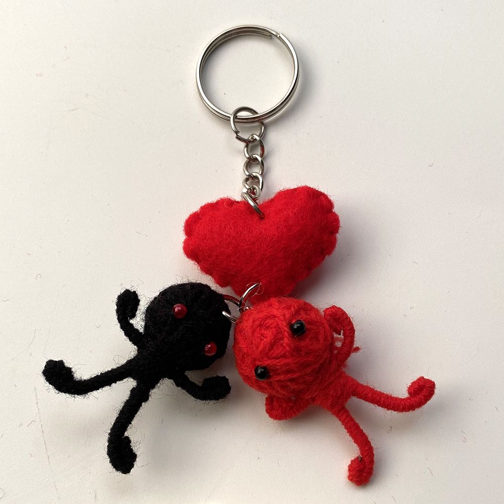 Voodoo String Doll Keychain, 7cm