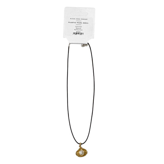 Pearl Shell Pendant, Black Cord