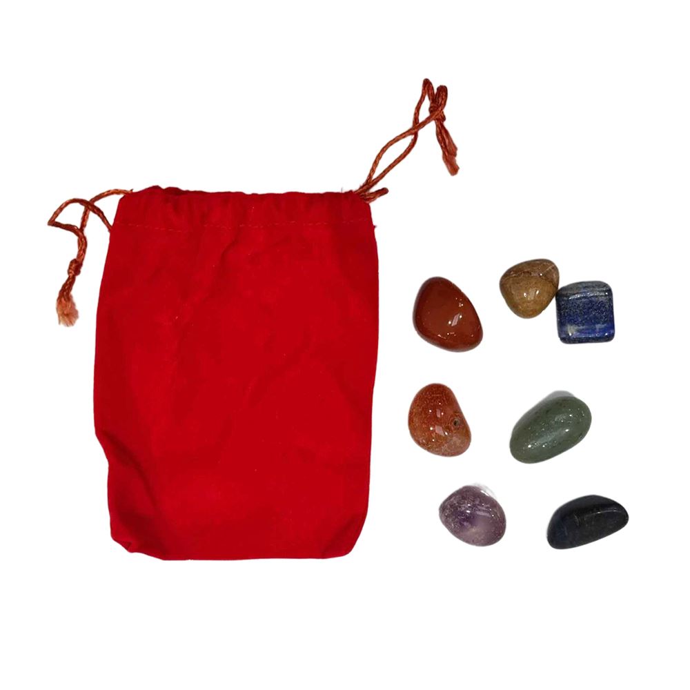 7 Chakra Stone Set with Pouch, 1-2cm