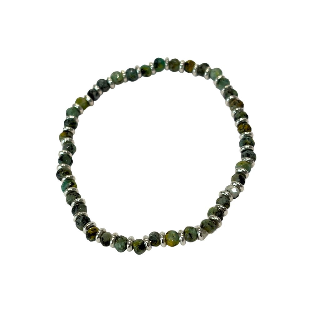 Silver Plated Stretch Bracelet with Gemstones (#19)