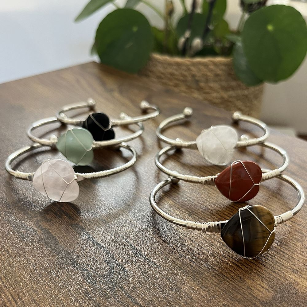 Heart-Shaped Crystal Bangle