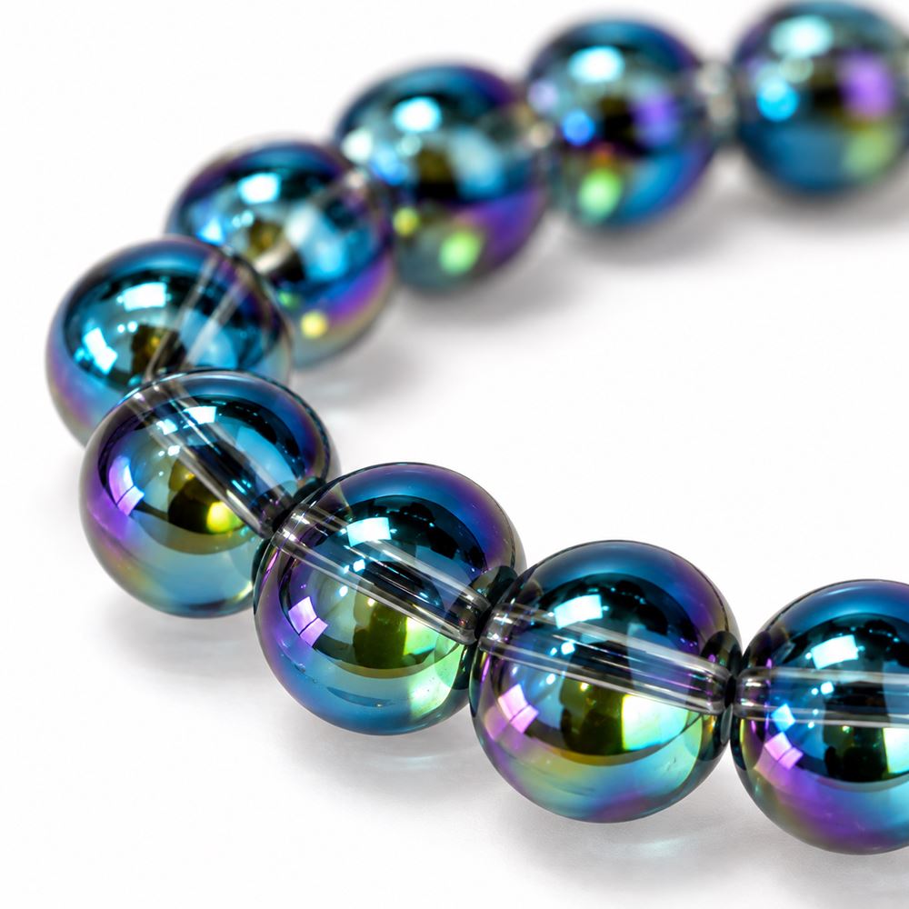Crystal Bracelet, 8mm, Rainbow Aura Quartz