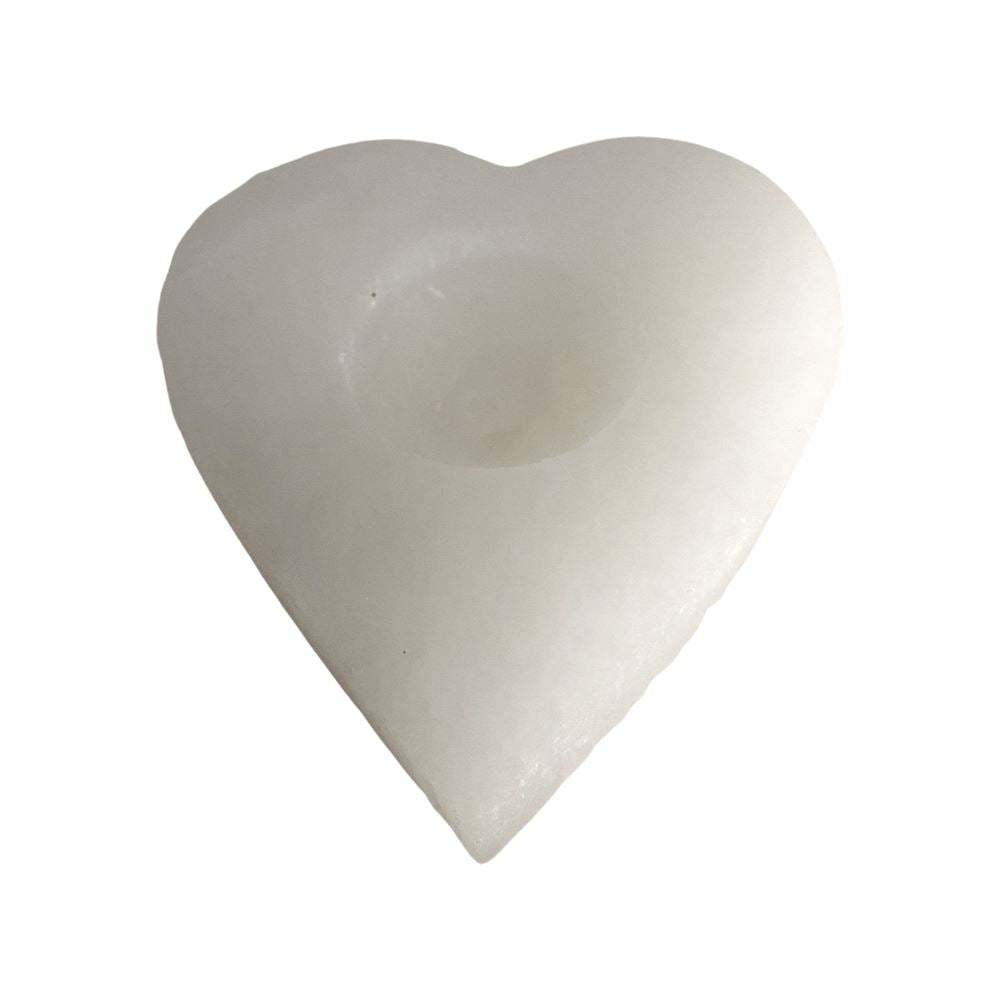 Selenite Tealight Holder, Heart, 10x10x3cm