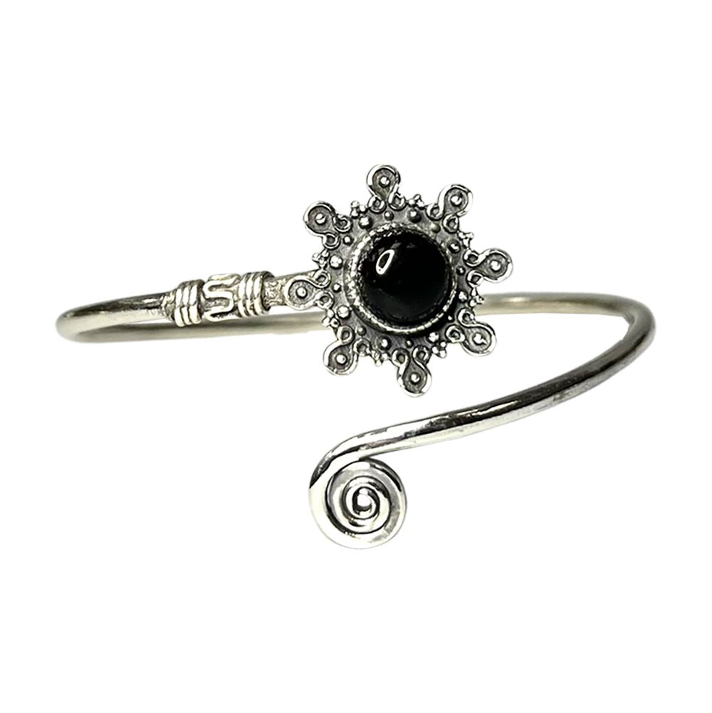 Silver Plated Adjustable Sunburst Spiral Cuff Bangle