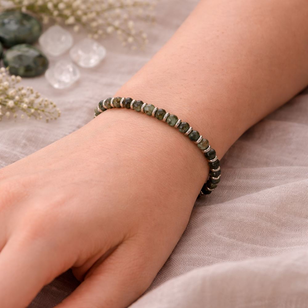 Silver Plated Stretch Bracelet with Gemstones (#19)