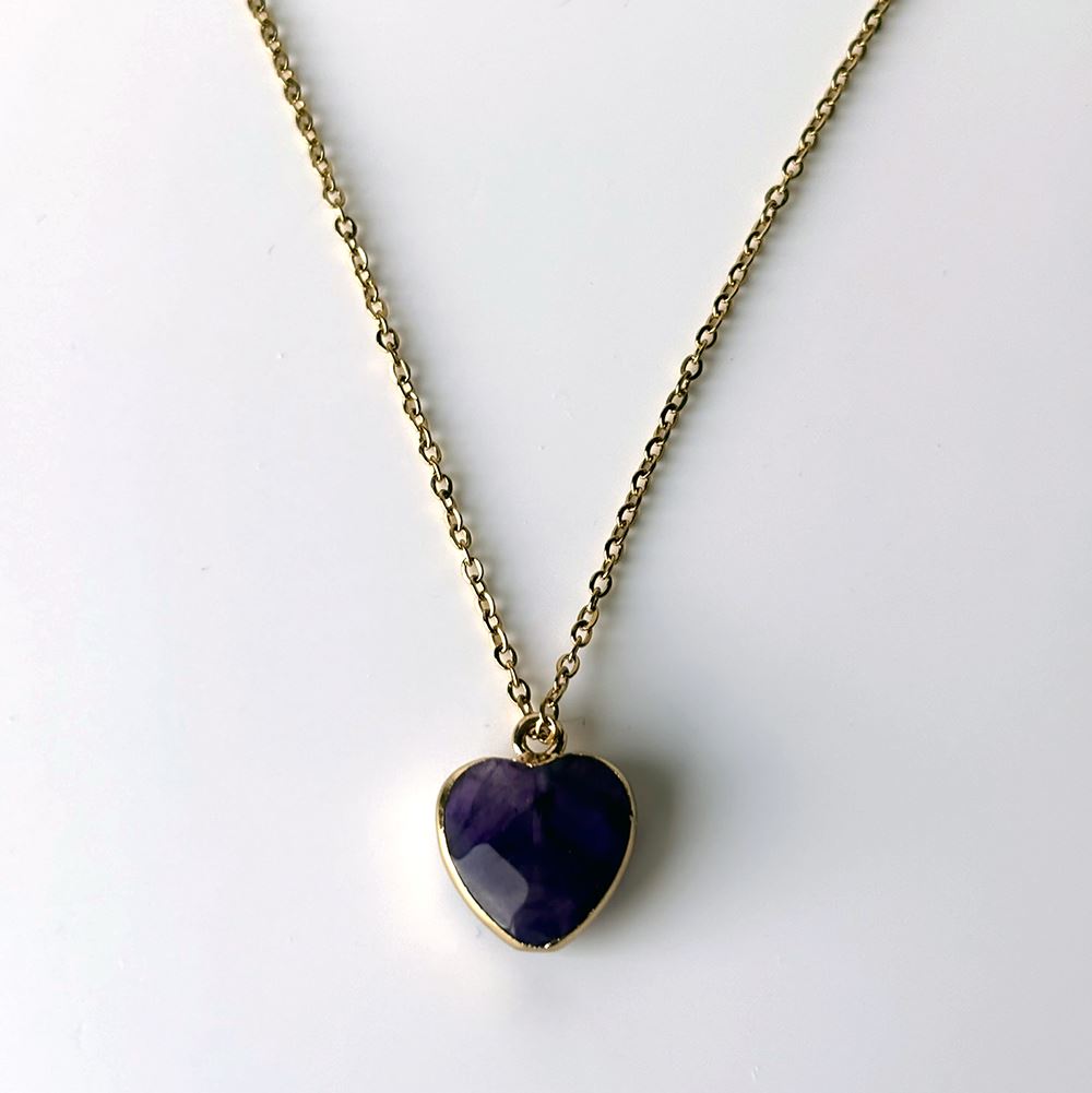 Halo Gemstone Pendant, Heart