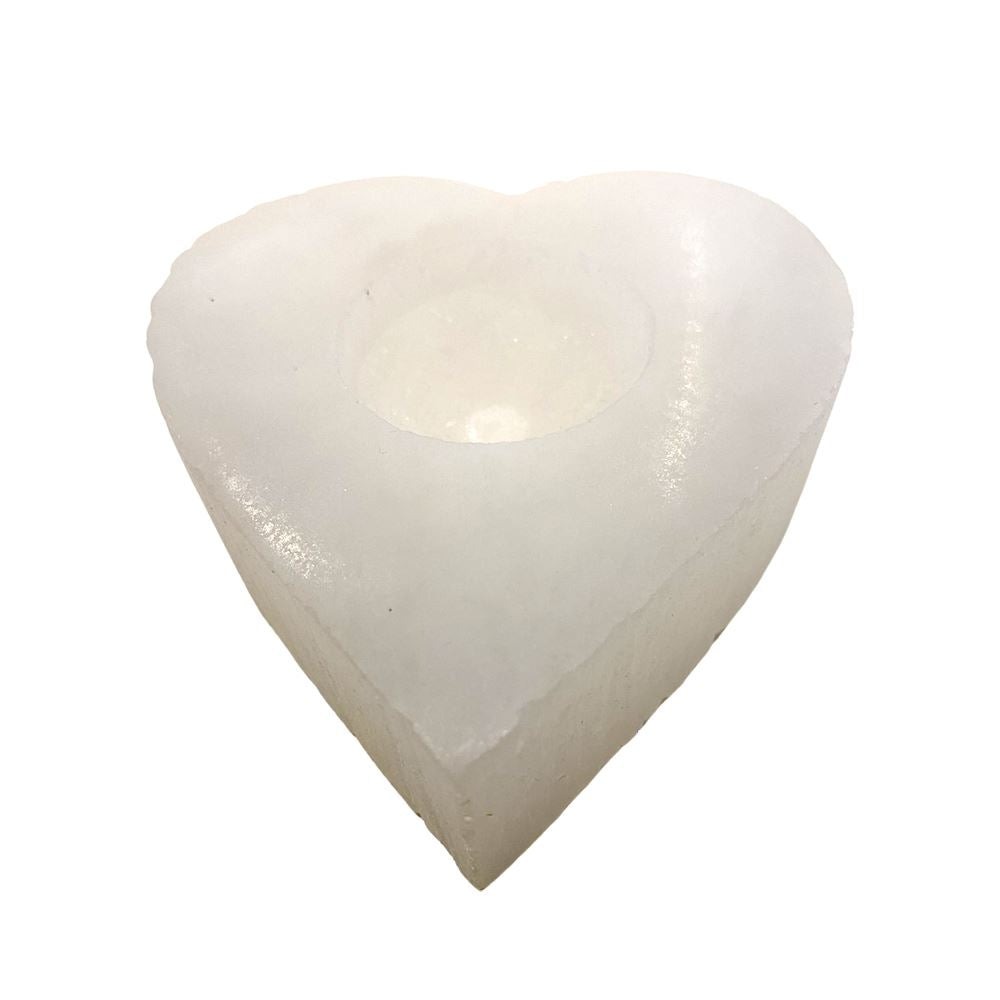 Selenite Tealight Holder, Heart, 10x10x3cm