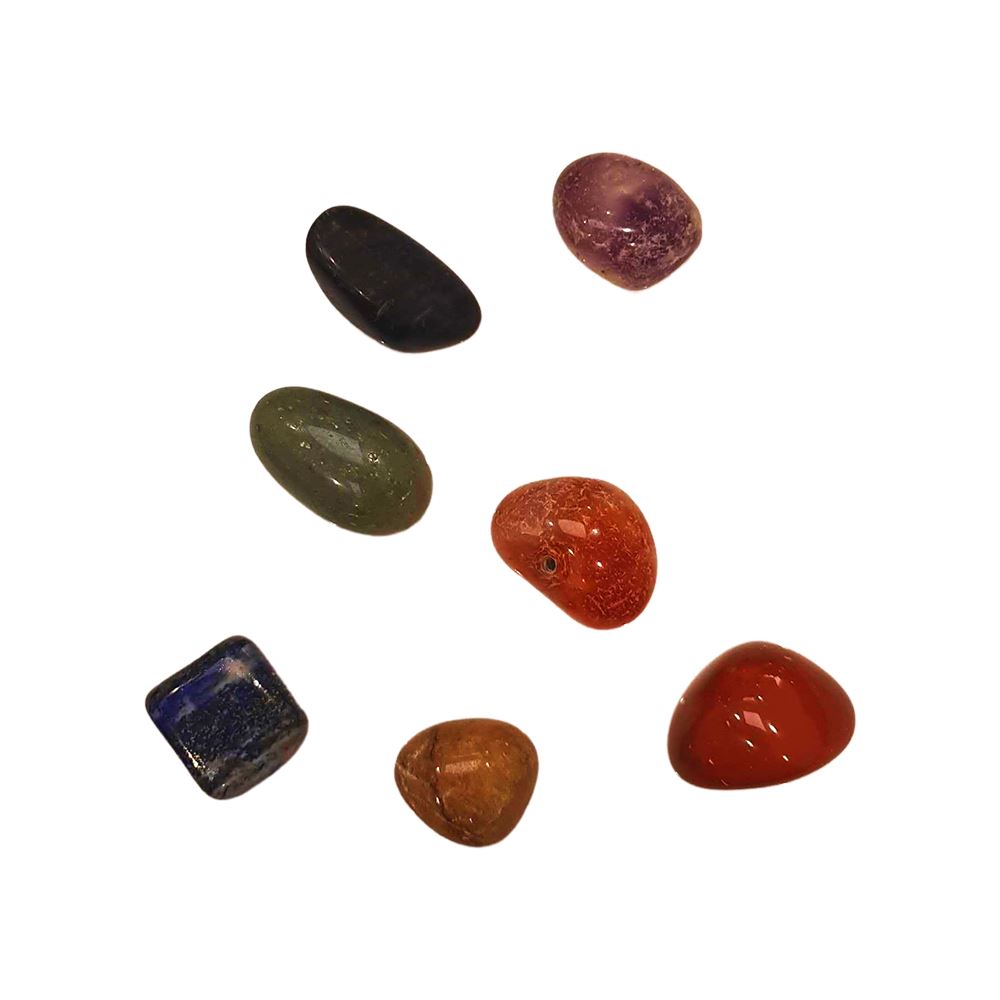 7 Chakra Stone Set with Pouch, 1-2cm