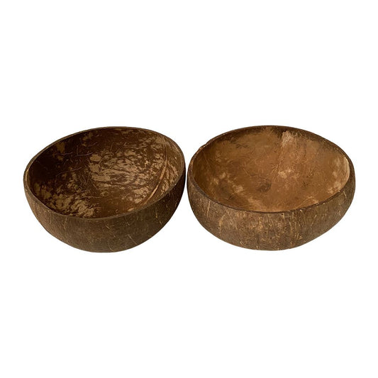 Coconut Bowl, Natural Textured Finish, Large, 13-15cm Diameter, Set of 2