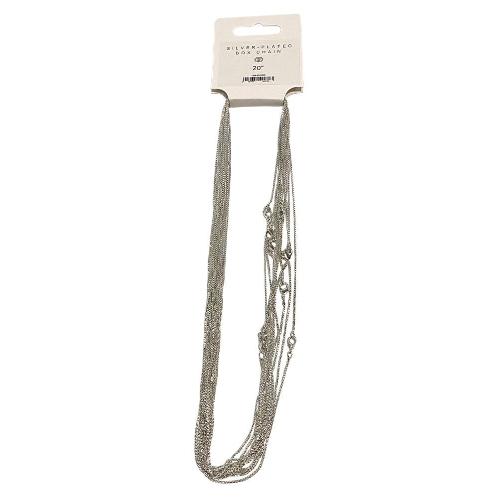 Silver-Plated Box Chain, 20", Pack of 10
