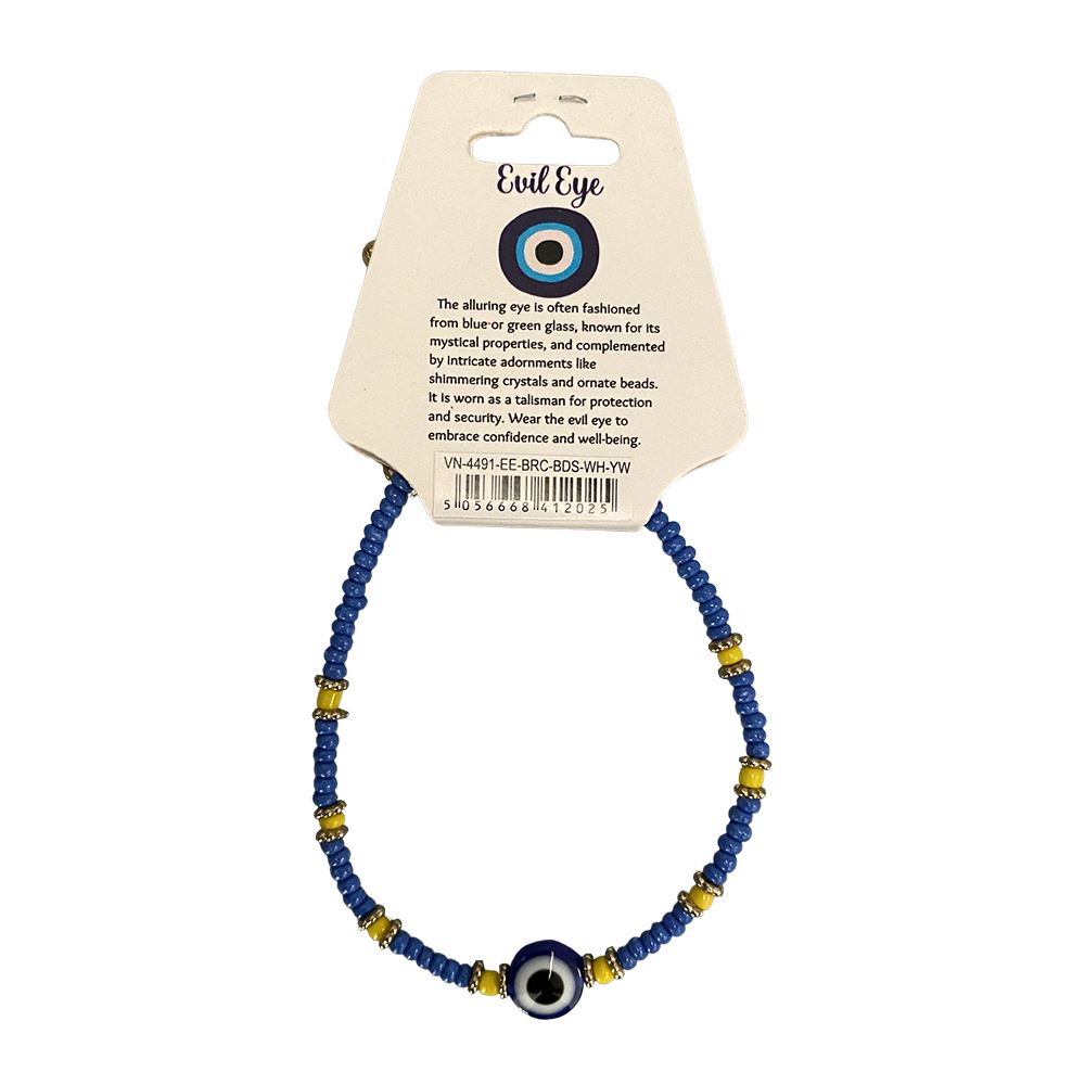 Evil Eye Bracelet, Yellow Beads, (JIT)