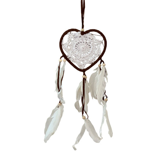 Heart Dream Catcher, 12cm, Brown